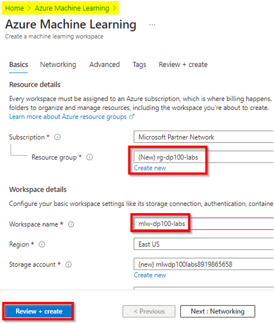 Azure Machine Learning workspace