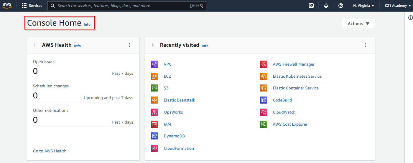 AWS Config: Console Home