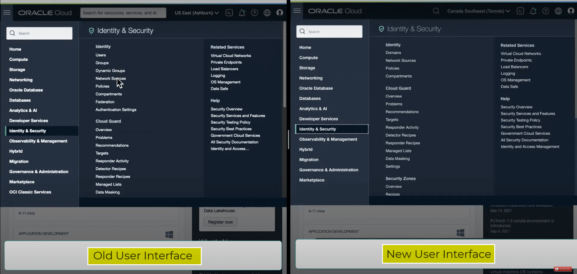 OCI IAM console changes