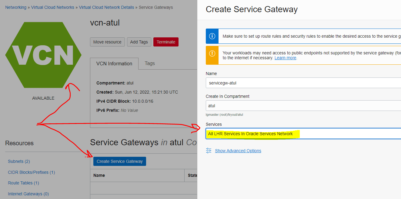 configure service gateway