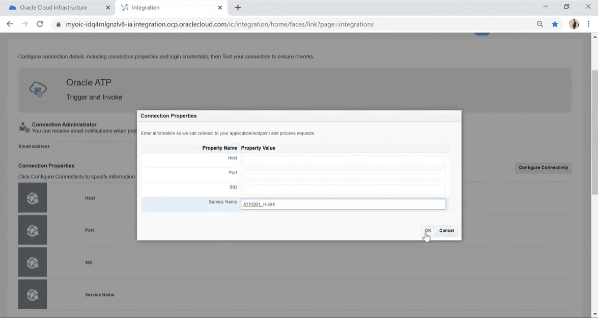 Fill Service name and Click on OK