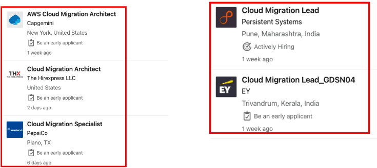 AWS Cloud Migration jobs