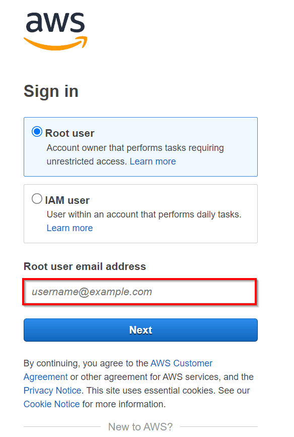 AWS mangement console