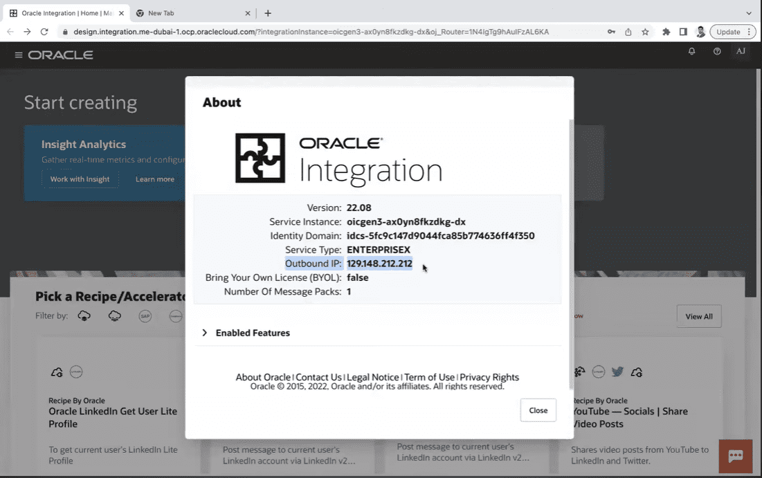 About Oracle Integration 3 Outbound IP