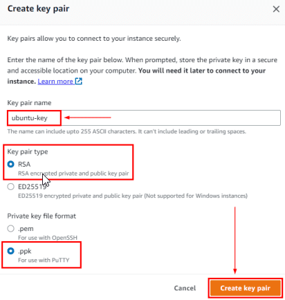 key pair: How to create Ubuntu Virtual Machine in AWS