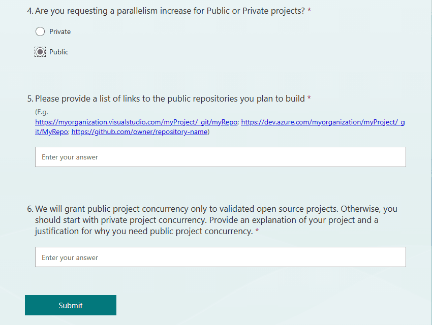 request parallelism for public projects