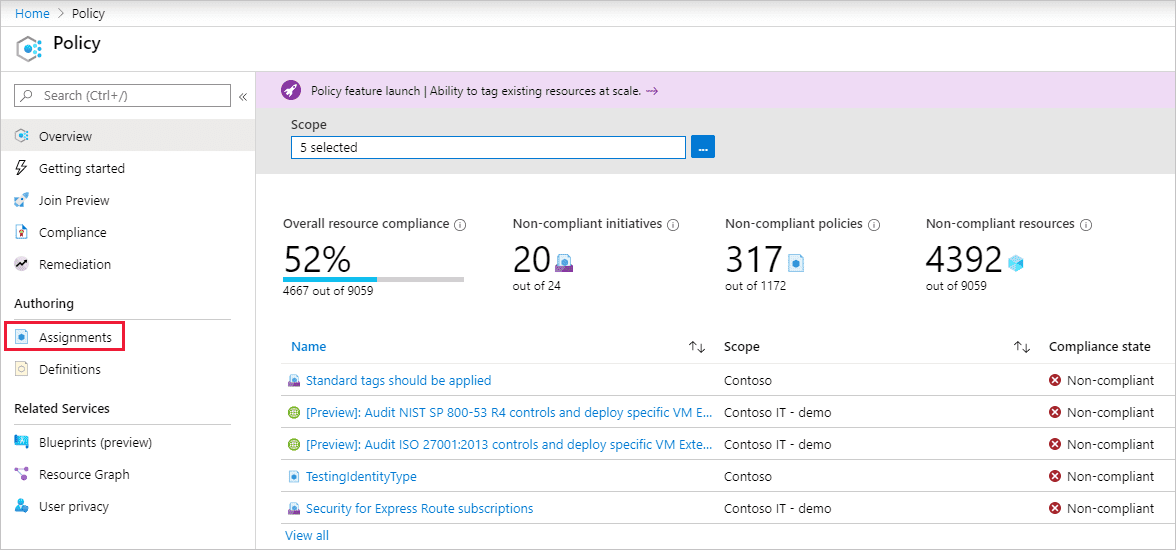 Assignment in Azure Policy 