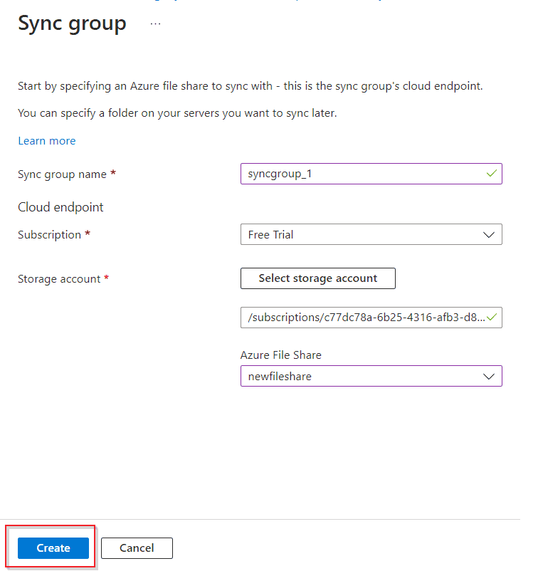 sync group creation