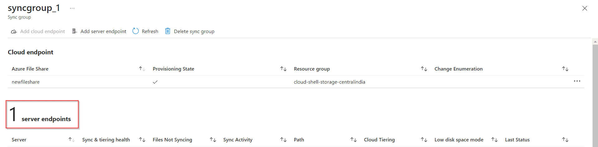 server endpoint view
