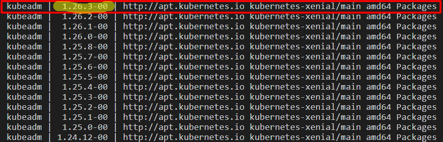 apt-cache madison kubeadm