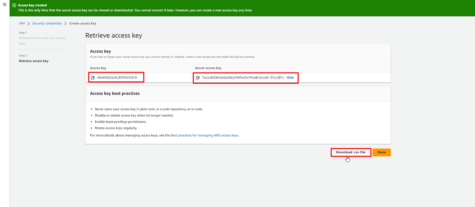 Create Access And Secret Keys In AWS