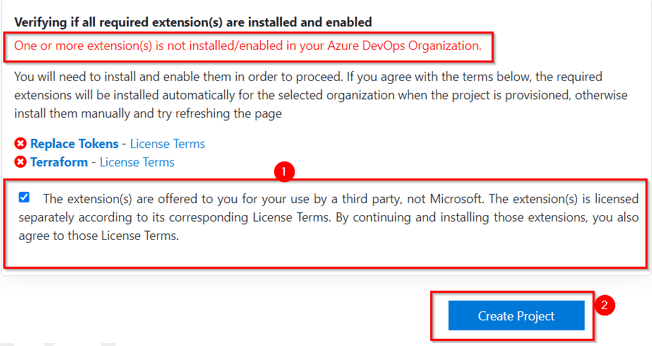 accepting extension in azure devops