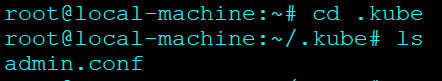 Check the configuration file has been copied to the .kube folder on the local machine.