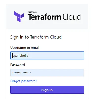Terraform Sign up