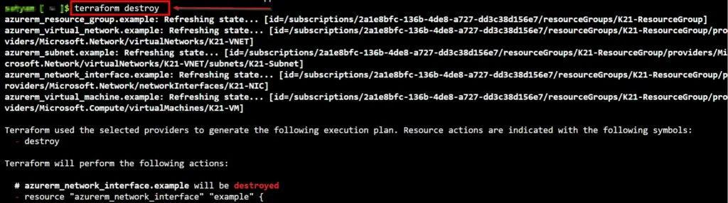 terraform destroy 1