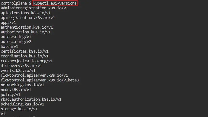 kubectl api-versions