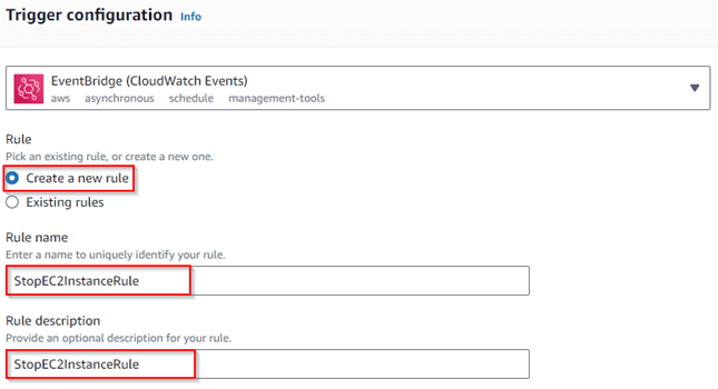 Select Create a new rule and Select the Rule type as Schedule expression.