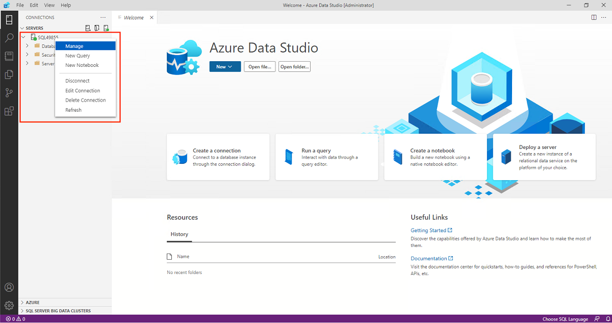 Azure data studio database