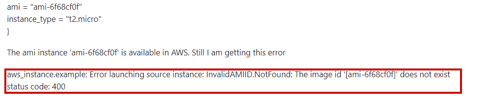 Error: Error launching source instance: InvalidAMIID.NotFound