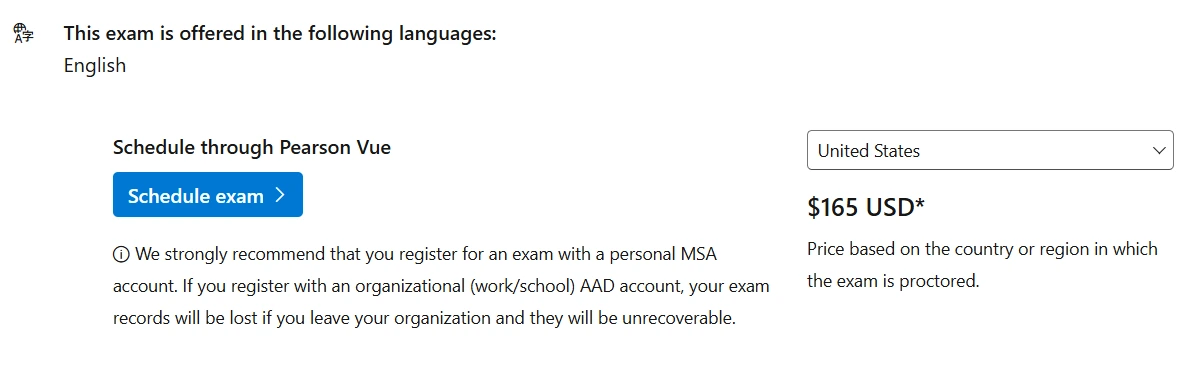 Microsoft Fabric Data engineer exam cost