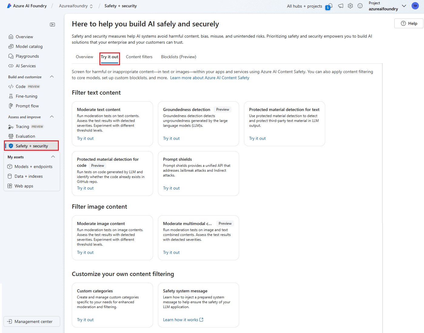 Explore content filters to prevent the output of harmful content in Azure AI Foundry