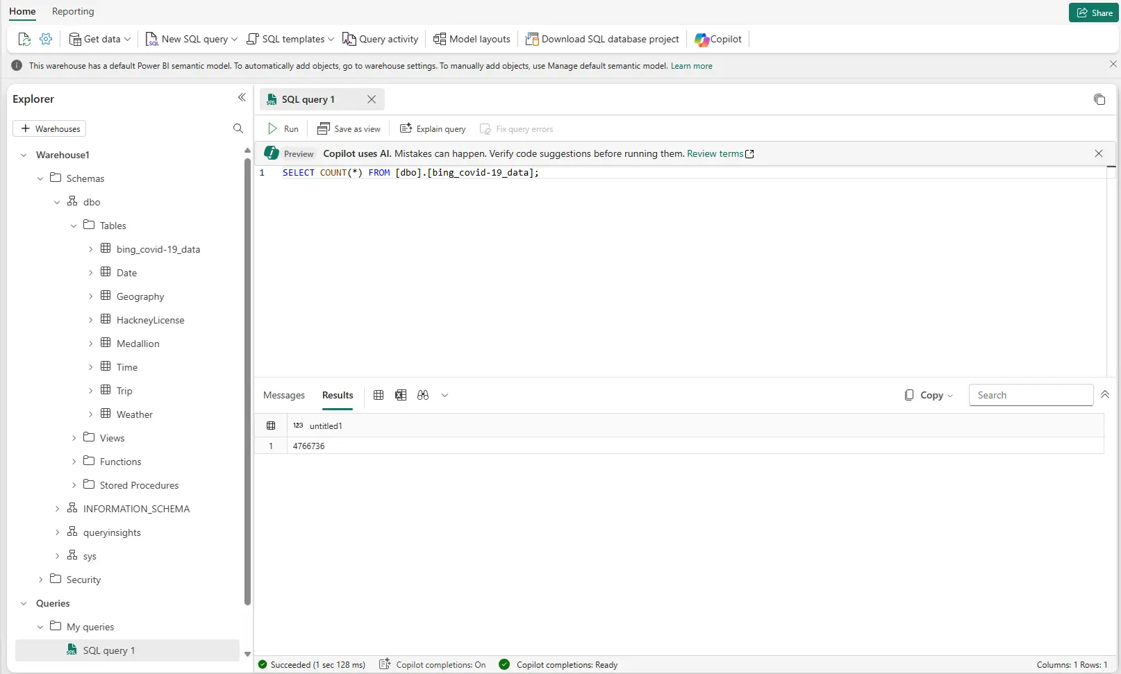 Query a data warehouse in Microsoft Fabric