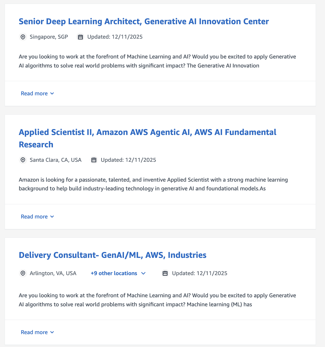 AWS certification Gen AI job posting